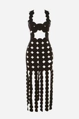 Dots Cut-out Tassel Dress