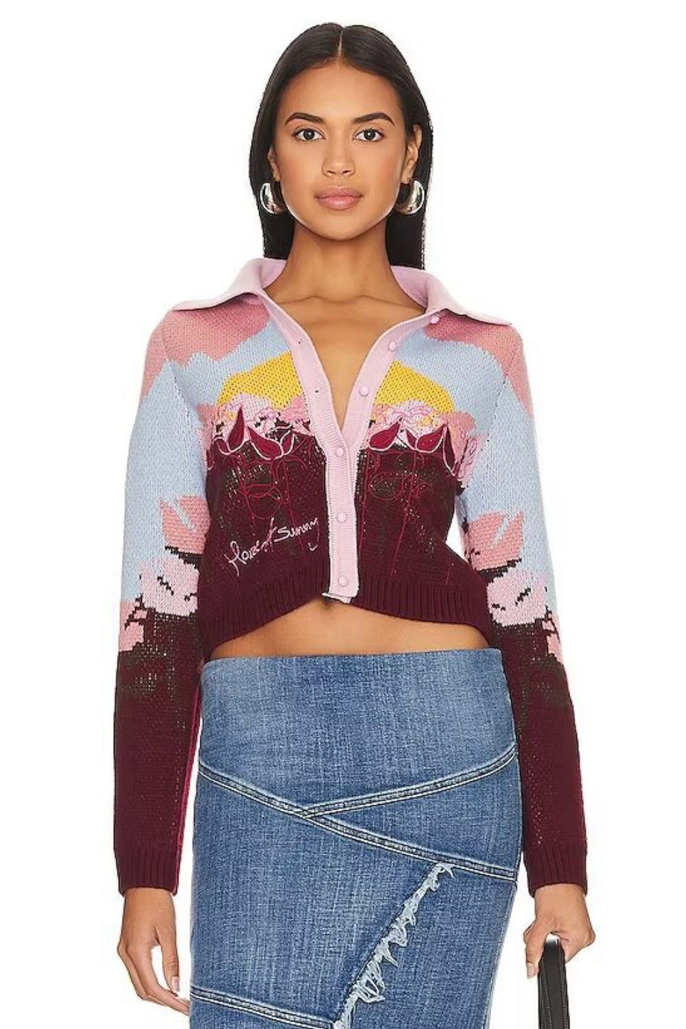 Michelle Floral Jacquard Knit Cardigan