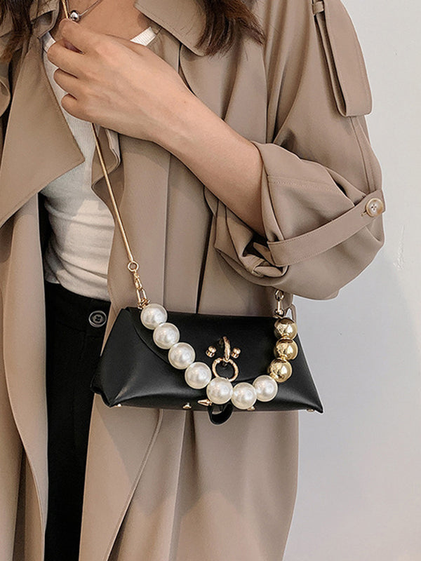 Beads Contrast Color Split-Joint Crossbody Handbags