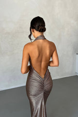 Ophelia Halterneck Backless Maxi Dress