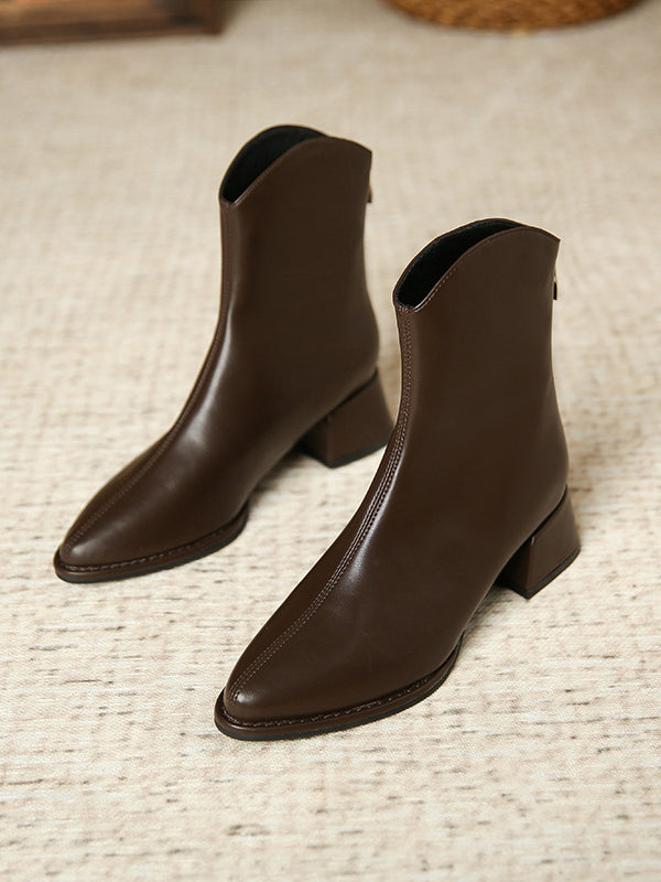 Pointed-Toe Split-Joint Zipper Boots Chelsea Boots