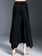 Original Loose Solid Color Irregular Pleated Wide Legs Pants