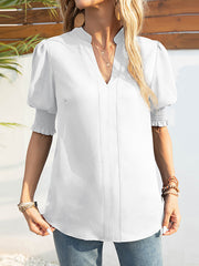 Half Sleeves Loose Solid Color V-Neck T-Shirts Tops