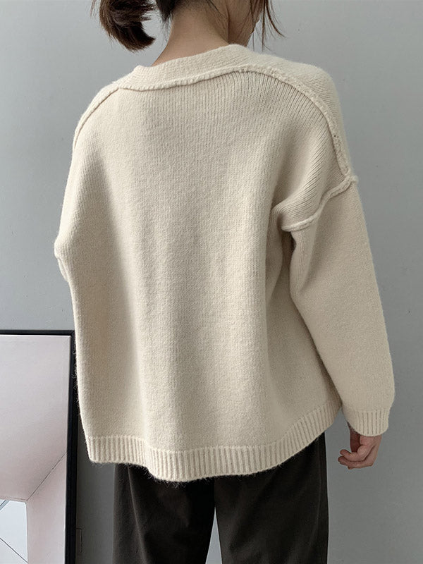 Urban Solid Color Long Sleeves Knitting Cardigans Outerwear