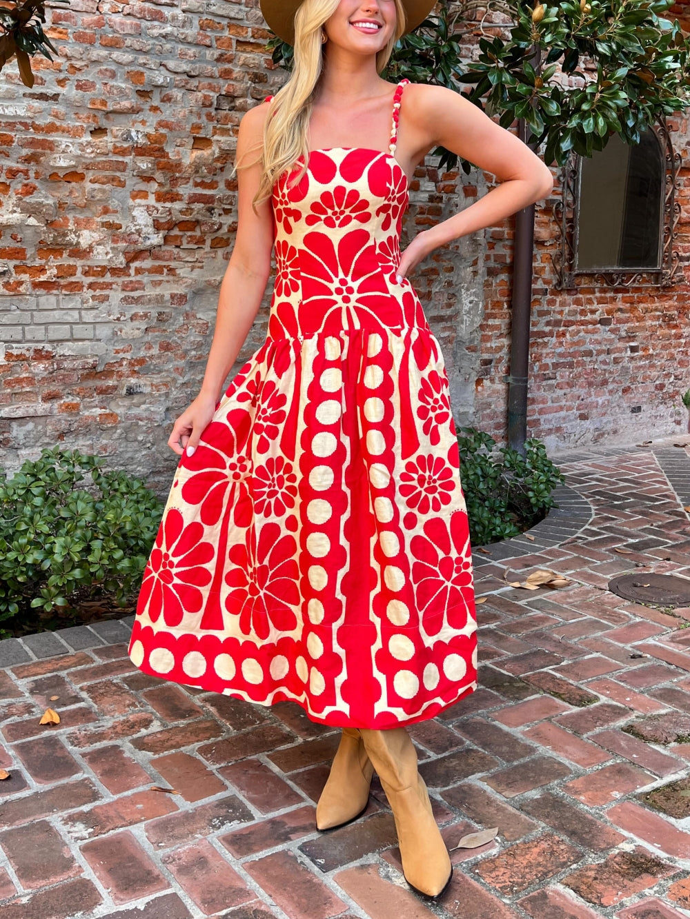 Red Open Back Sleeveless Midi Dress