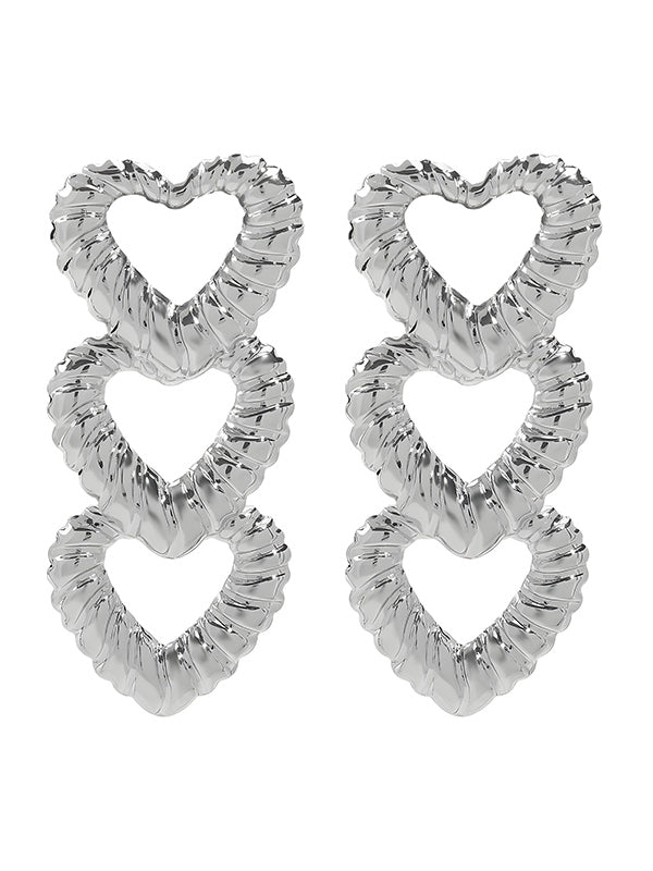 Normcore Heart Shape Hollow Drop Earrings