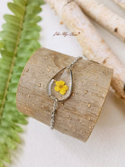 Forget-Me-Not Handmade Pressed Flower Resin Drop Bracelet