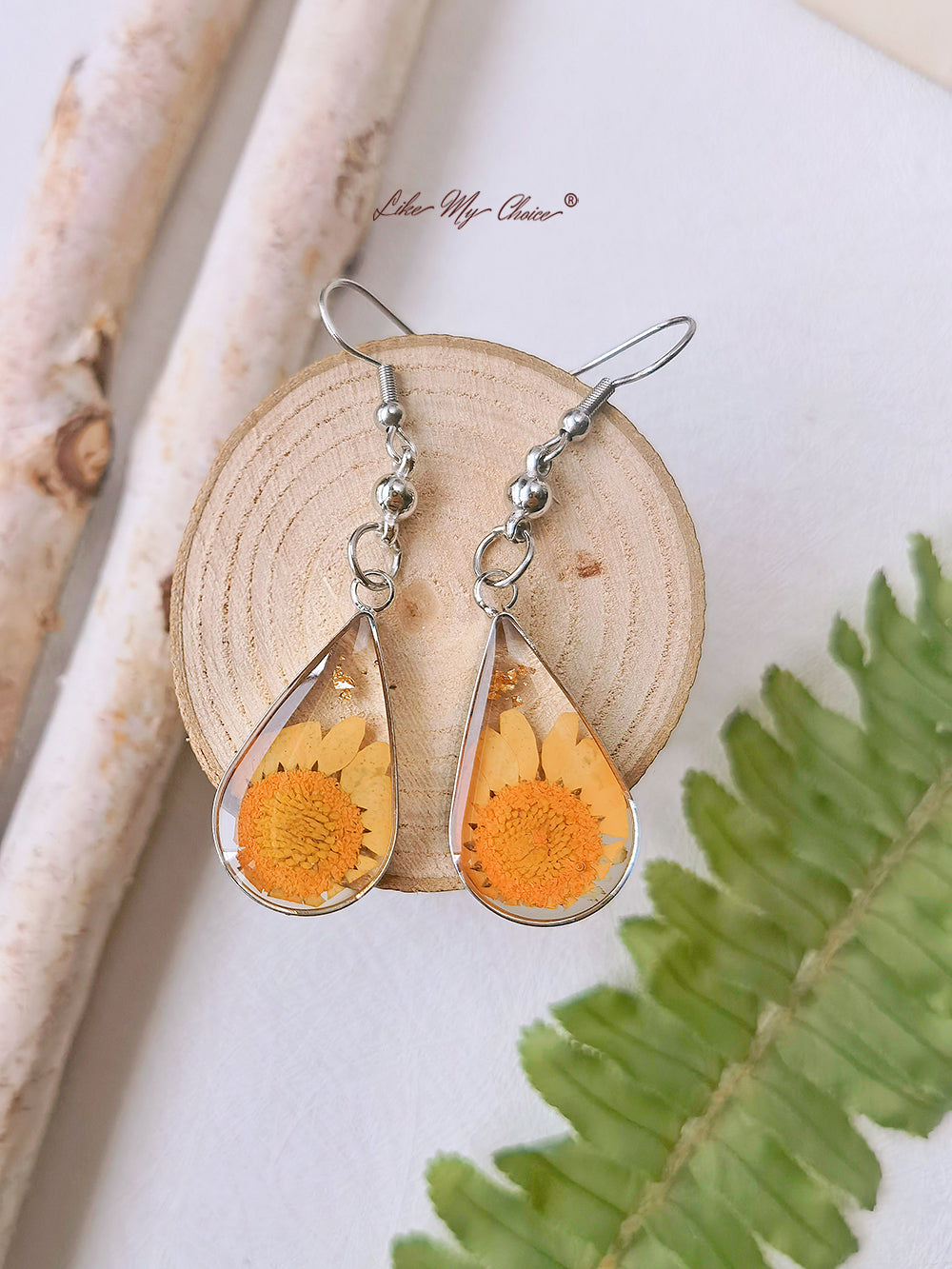 Autumn Garden Flower Embossed Drop Earrings