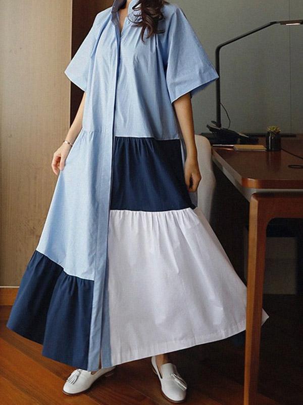 Loose Split-joint A-line Long Dress