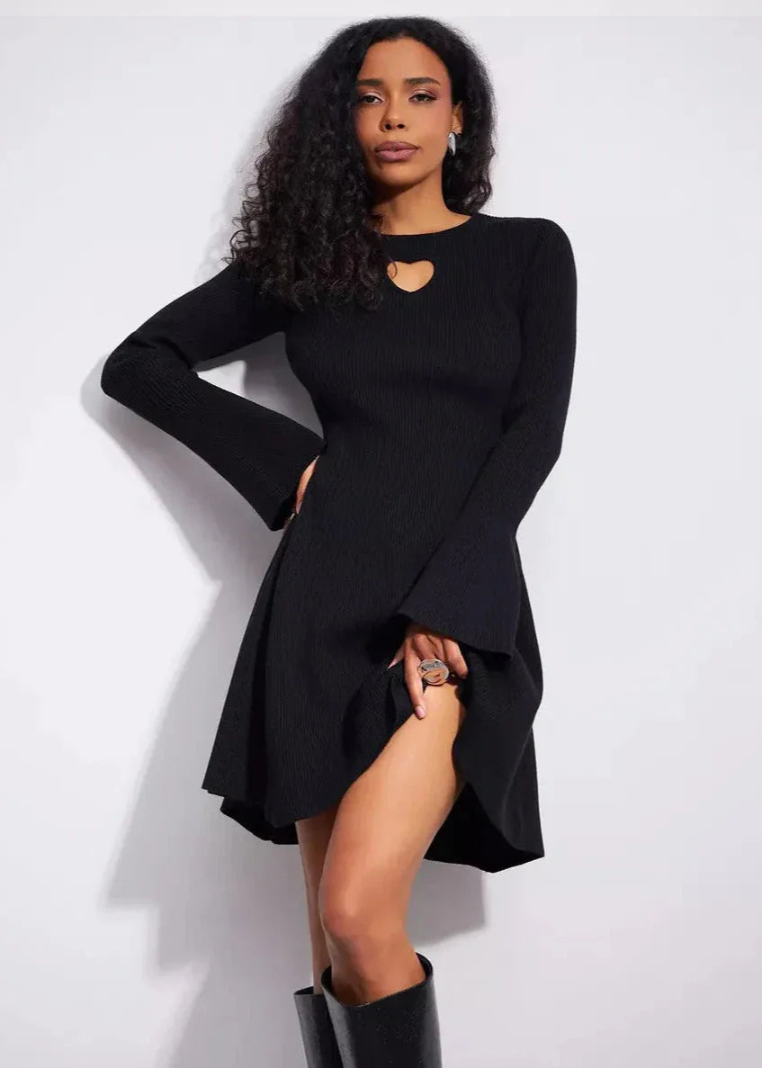 Chic Heart Cutout Sweater Dress