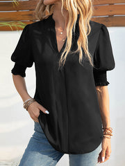 Half Sleeves Loose Solid Color V-Neck T-Shirts Tops