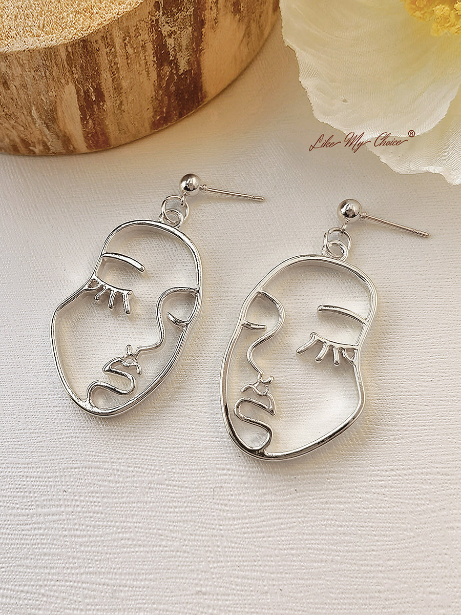 Abstract Human Face Modern Dangle Earrings