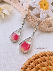 Rose Petal Gold Leaf Drop Earrings