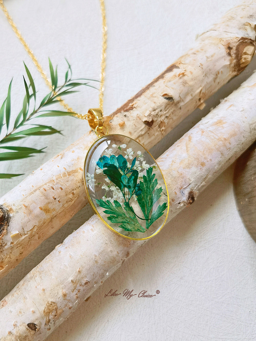 Handmade Pressed Fern Leaves Necklace