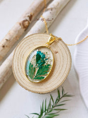 Handmade Pressed Fern Leaves Necklace