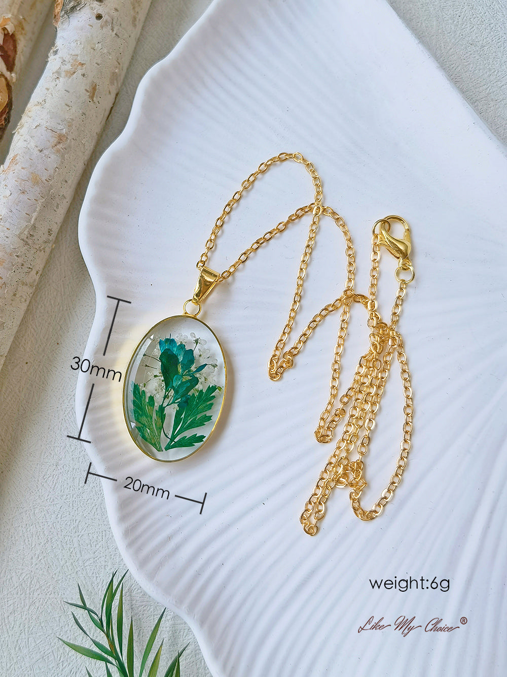 Handmade Pressed Fern Leaves Necklace