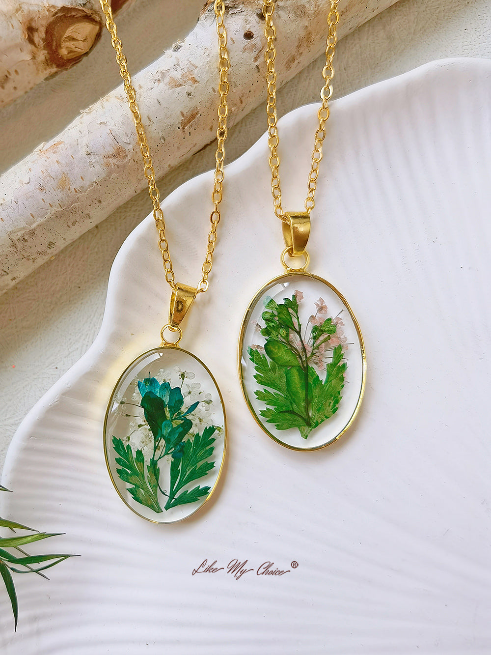 Handmade Pressed Fern Leaves Necklace