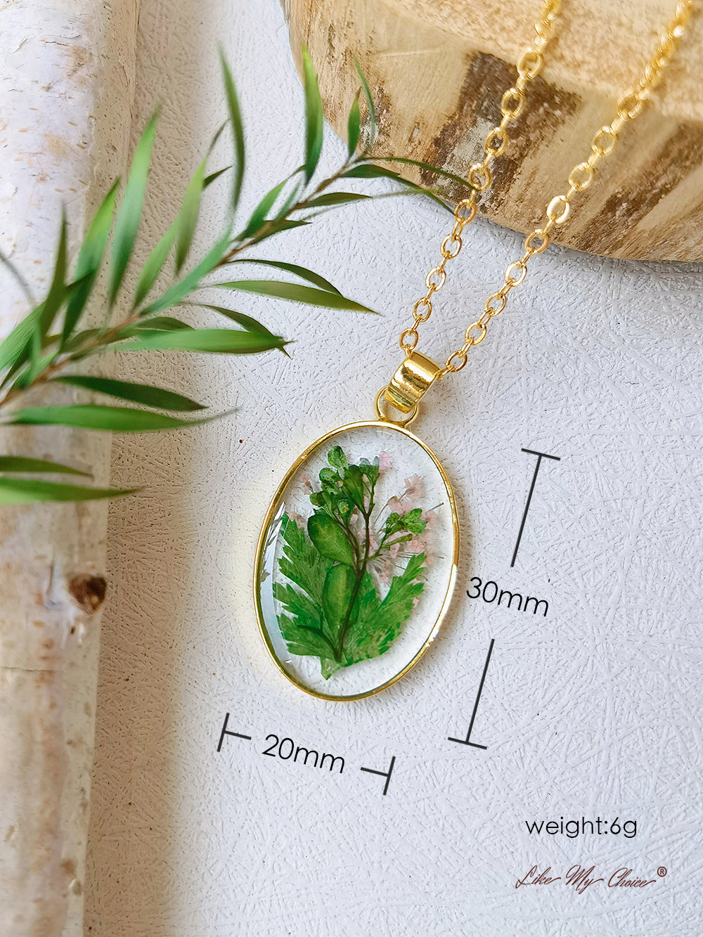 Handmade Pressed Fern Leaves Necklace