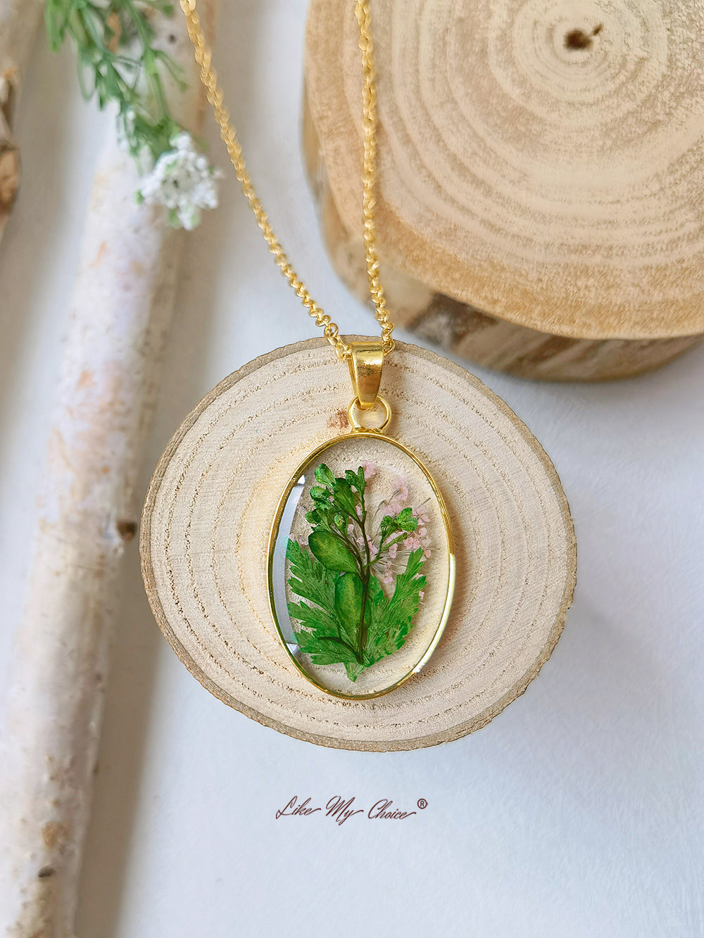 Handmade Pressed Fern Leaves Necklace