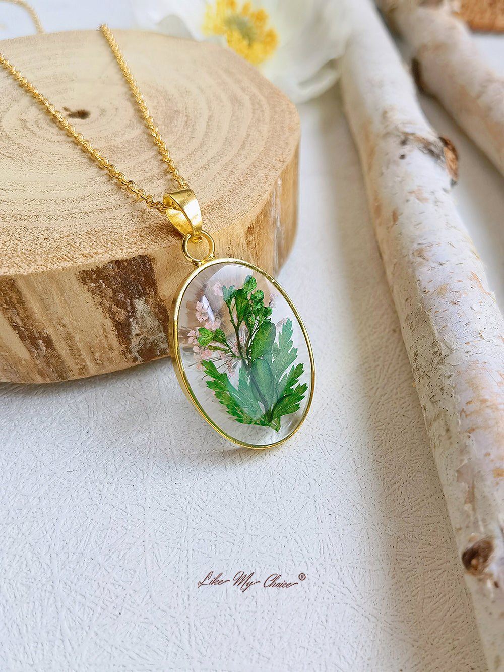 Handmade Pressed Fern Leaves Necklace