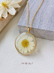 Natural Daisy Pressed Flower Necklace