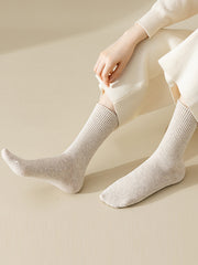 Pleated Solid Color Socks