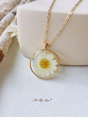 Natural Daisy Pressed Flower Necklace