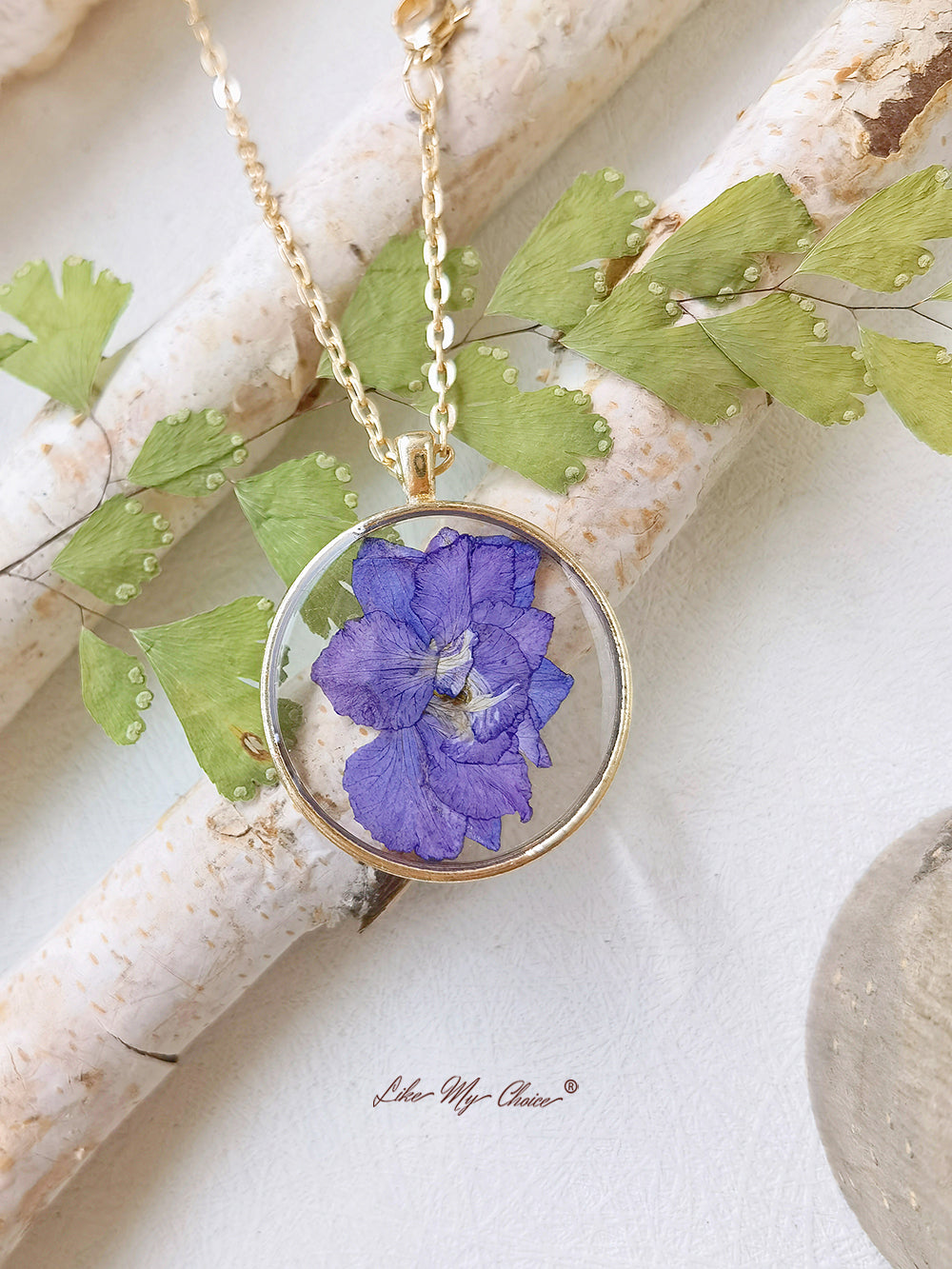 Violets Pressed Flower Necklace