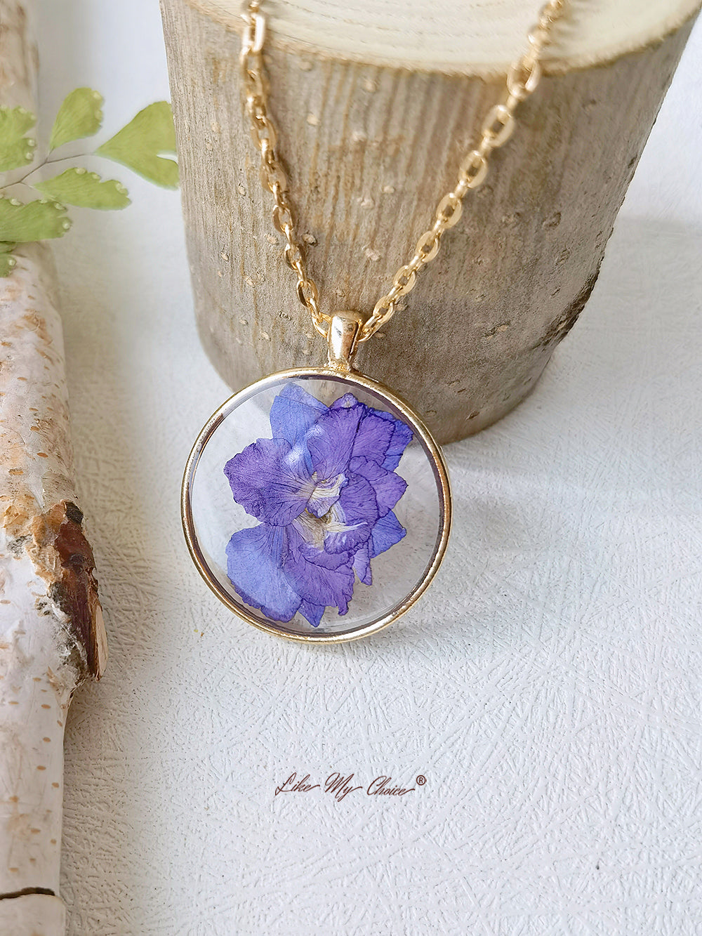 Violets Pressed Flower Necklace