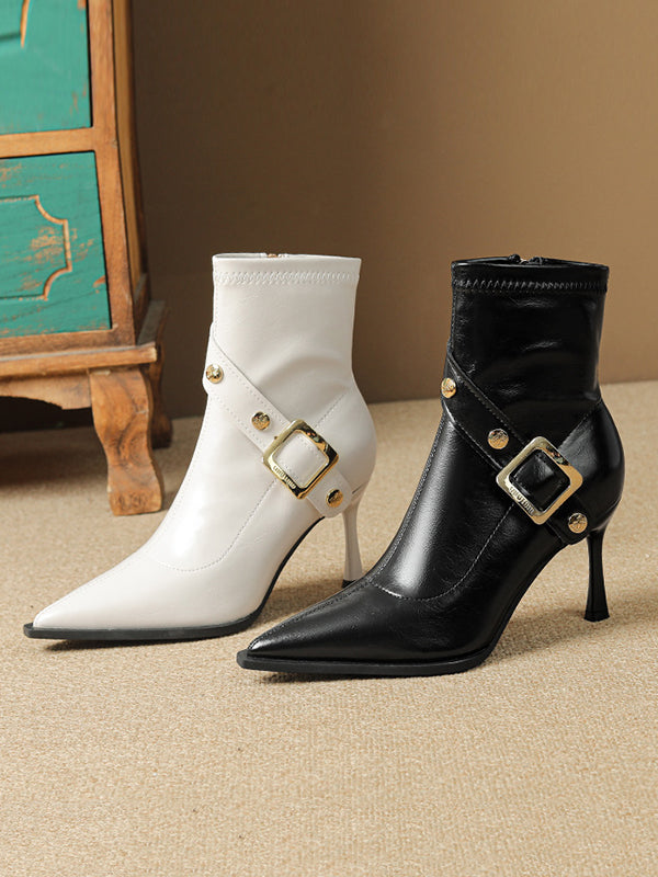 Pointed-Toe Split-Joint Boots Pumps