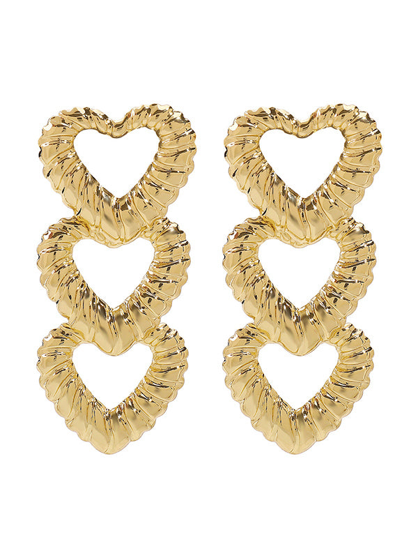 Normcore Heart Shape Hollow Drop Earrings