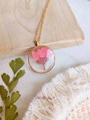 Sulfur Chrysanthemum Pressed Flower Necklace