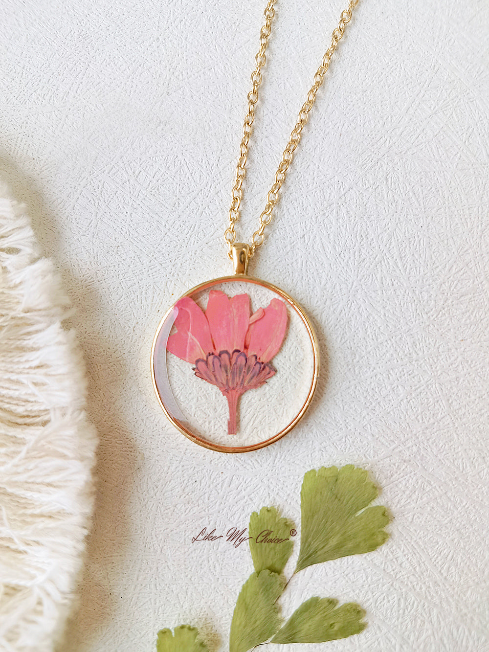 Sulfur Chrysanthemum Pressed Flower Necklace