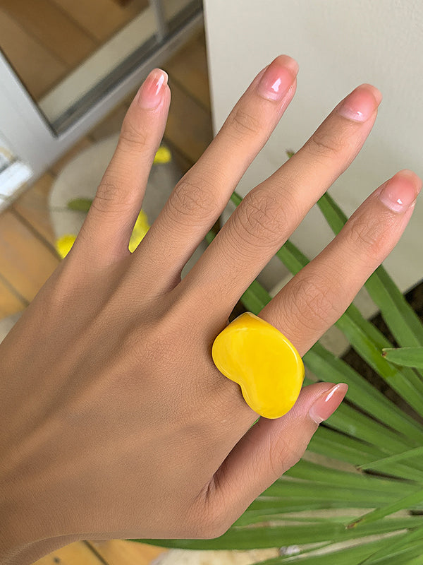 Geometric Heart Shape Solid Color Rings Accessories