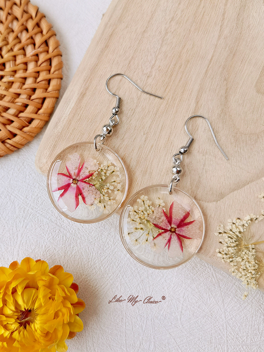 Starry Sky Pressed Flower Earrings