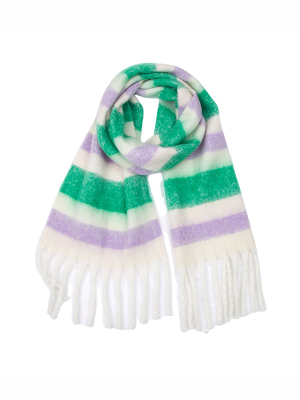 Thick Keep Warm Striped Tasseled Shawl&Scarf