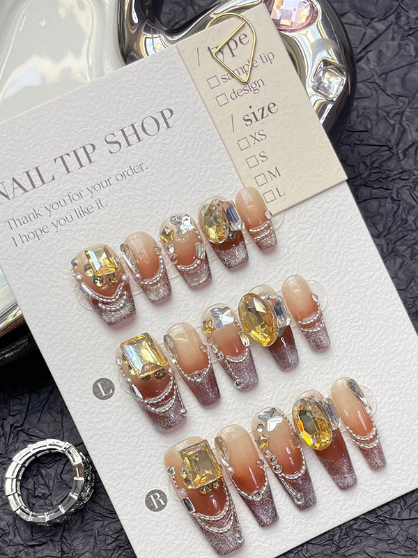 Detachable Rhine Stones Press-On Nails