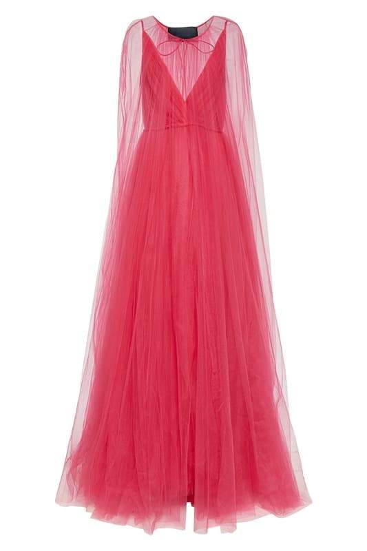 Veromca Caped V-neck Maxi Slip Dress