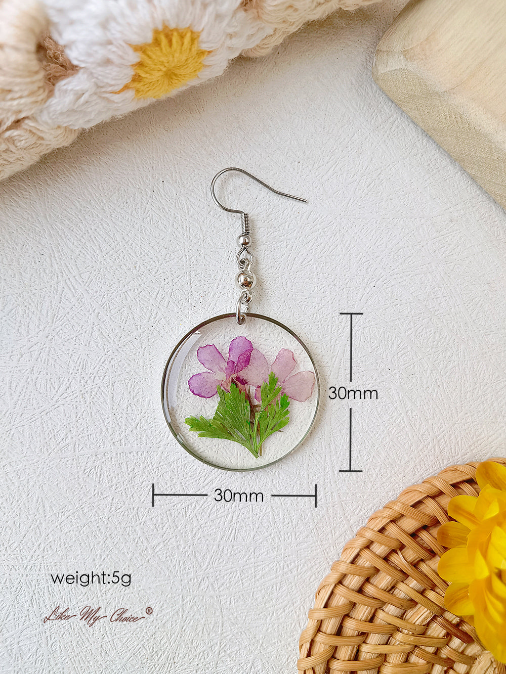 Handmade Resin Dried Flower Earrings