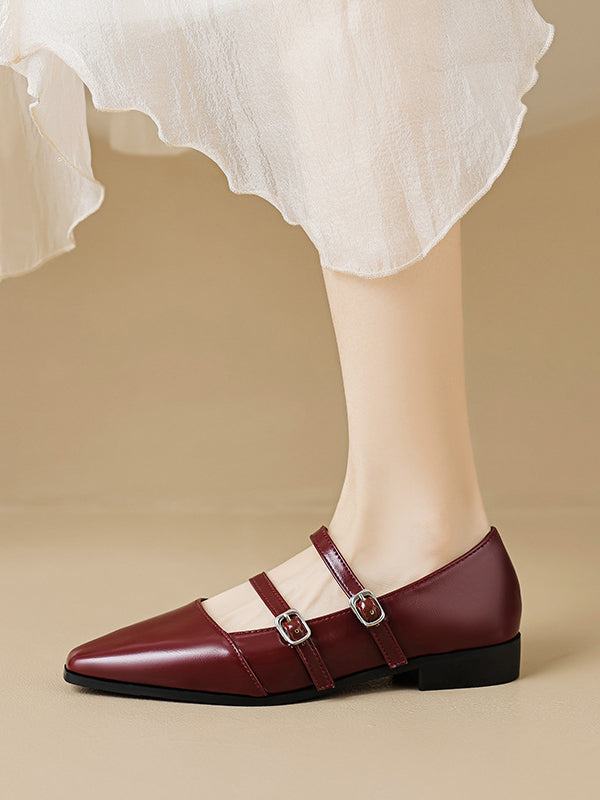 Pointed-Toe Shallow Cut Split-Joint Flat Shoes