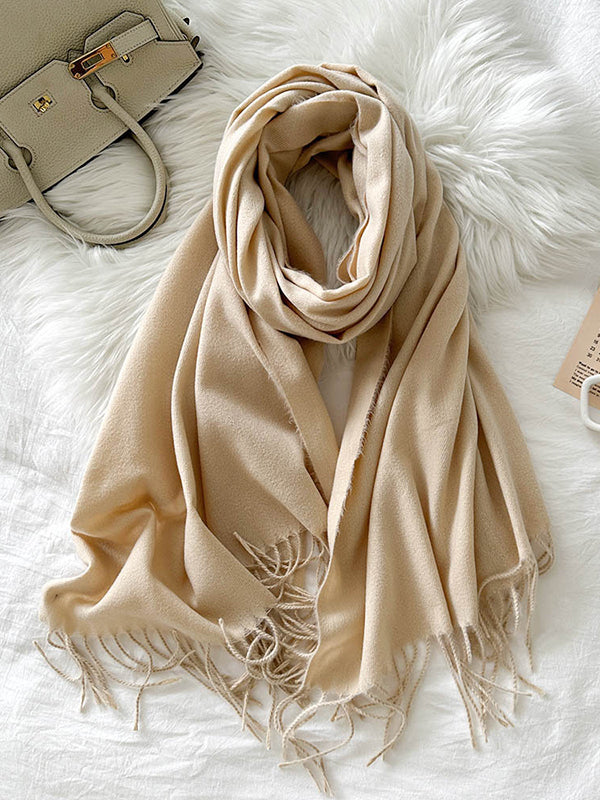 Solid Color Tasseled Shawl&Scarf