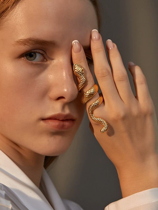 Snake Shape Solid Color Rings Accessories