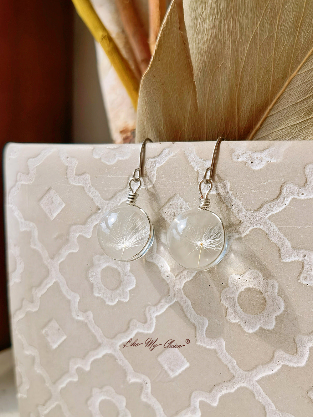 Dandelion Crystal Ball Pendant Earring