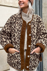 Fashion Leopard Loose Loose Cashmere Warm Jacket