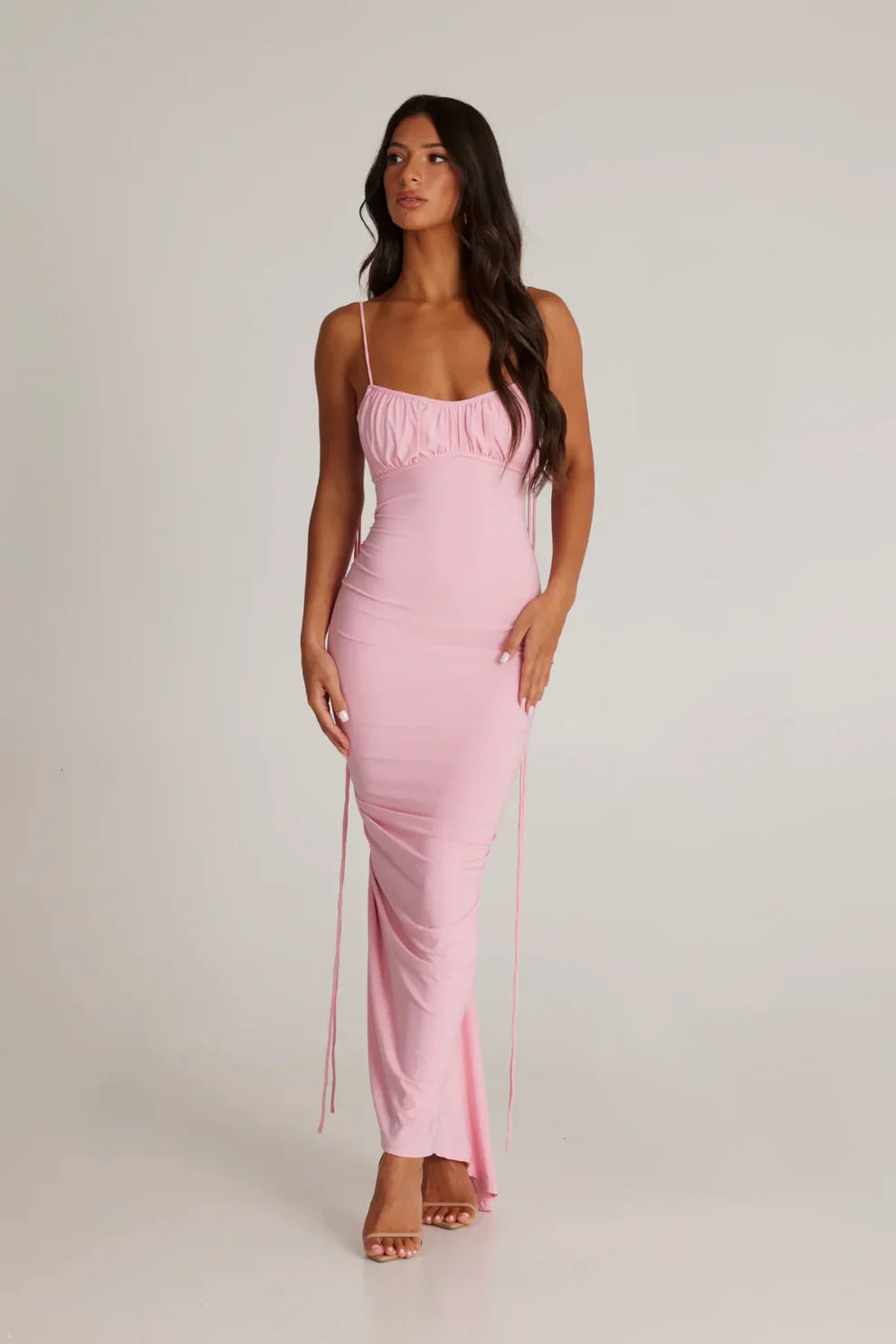 Isabella Grace - Gathered Backless Maxi Dress