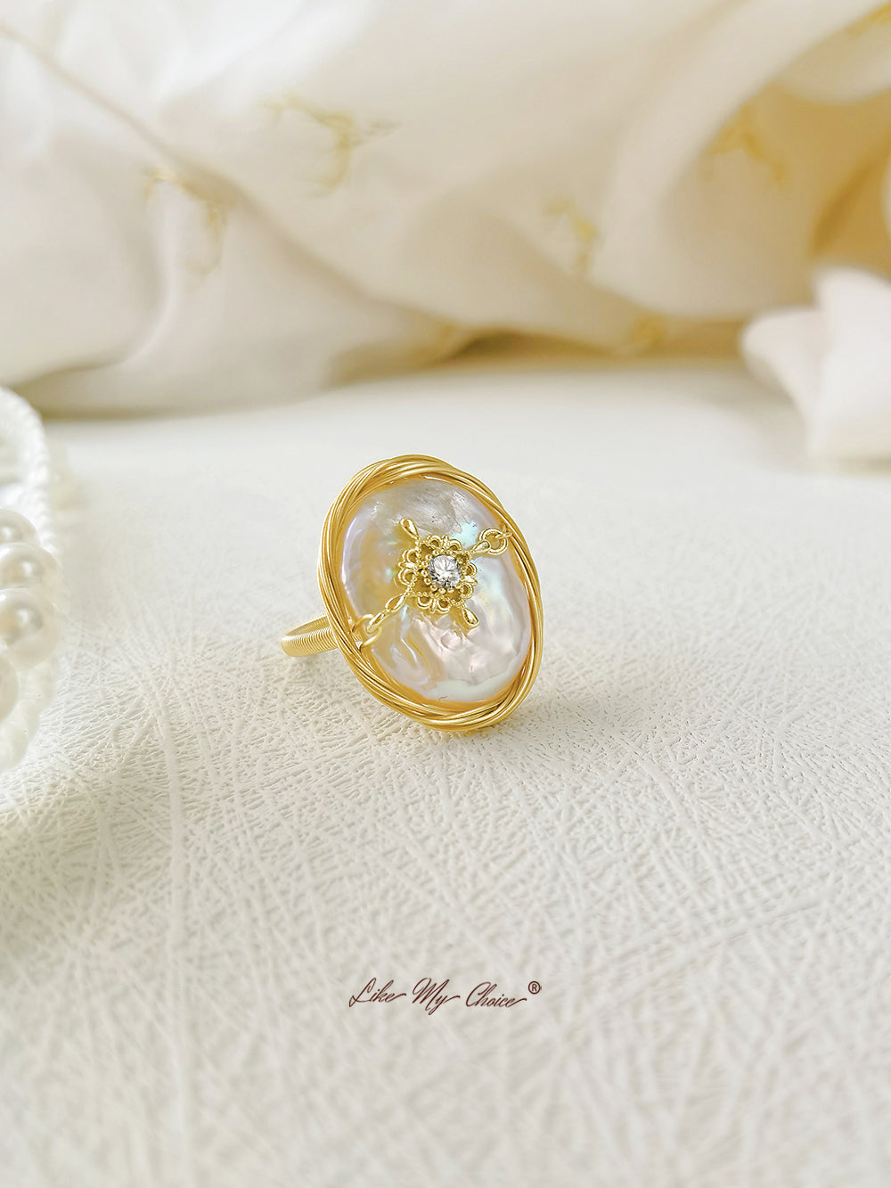 Gold-plated Baroque Pearl Ring