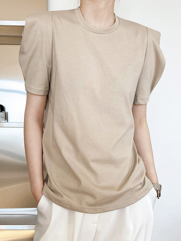 Original Puff Sleeve Round-Neck Casual T-Shirts