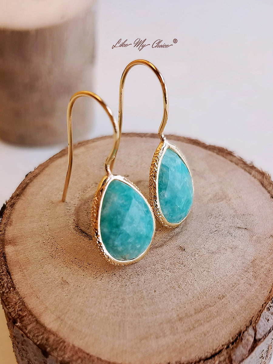 Natural Stone Teardrop Bobo Earrings