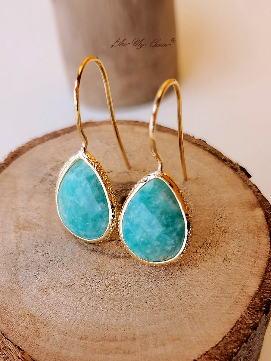 Natural Stone Teardrop Bobo Earrings