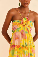 Capri Sunshine - Floral Halterneck Maxi Dress